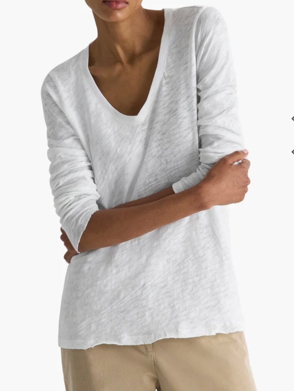 ATM Slub Jersey Long Sleeve Destroyed Wash Tee in White